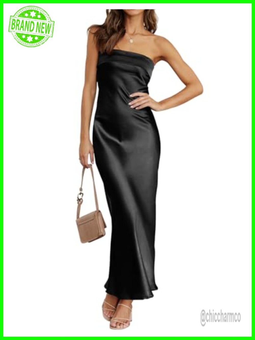Strapless Bodycon Maxi Dress | Satin Tube Backless Wedding Guest Dress